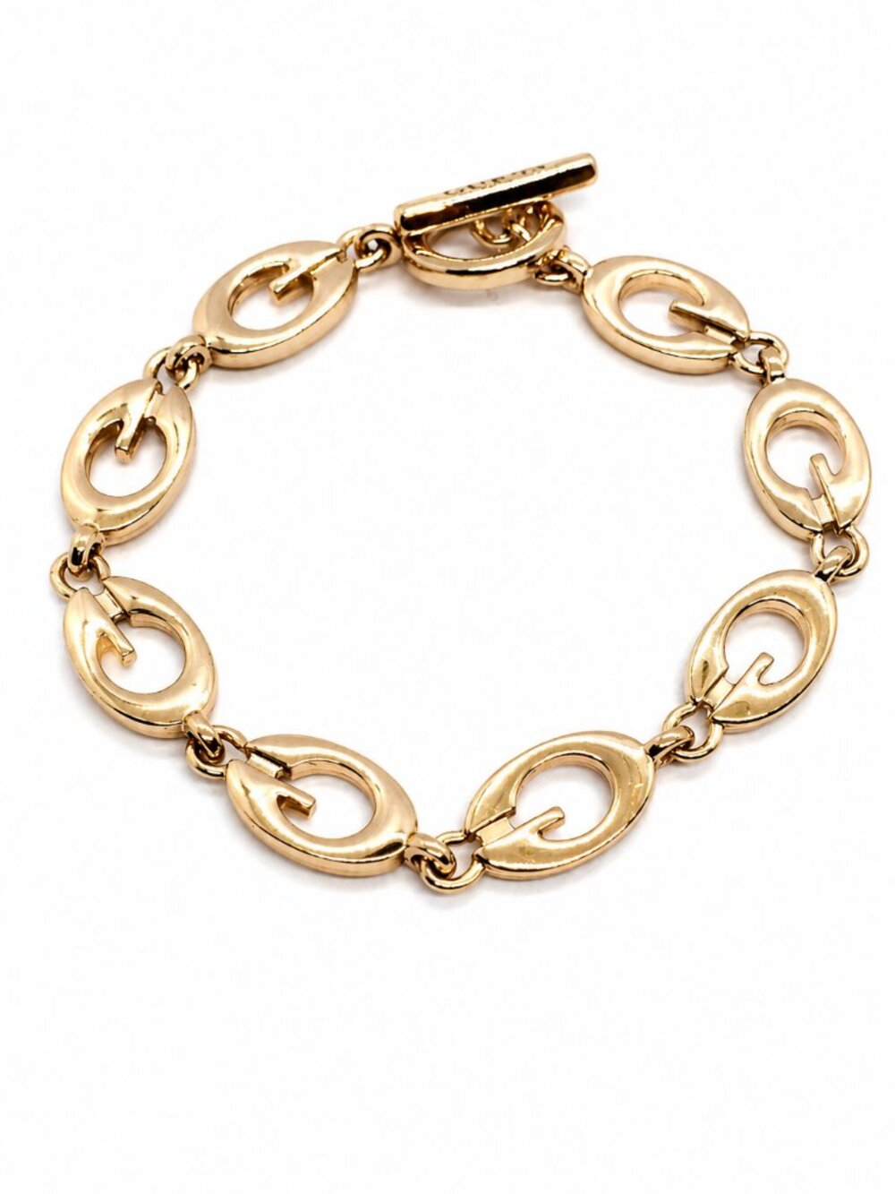 GUESS G LOGO Bracelet Rose Gold Tone Chain Link Toggle Clasp Signed 7.5"